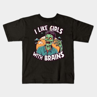 I Like Girls with Brains Kids T-Shirt